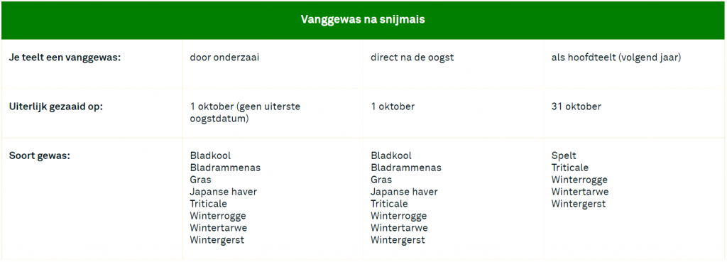 Vanggewas op zand- en lössgrond zaaien na mais 